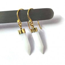 White onyx spike silver gold electroplated earring